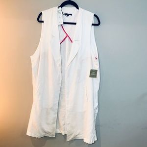 For Cynthia White Linen Collared Tunic Size 1X NWT